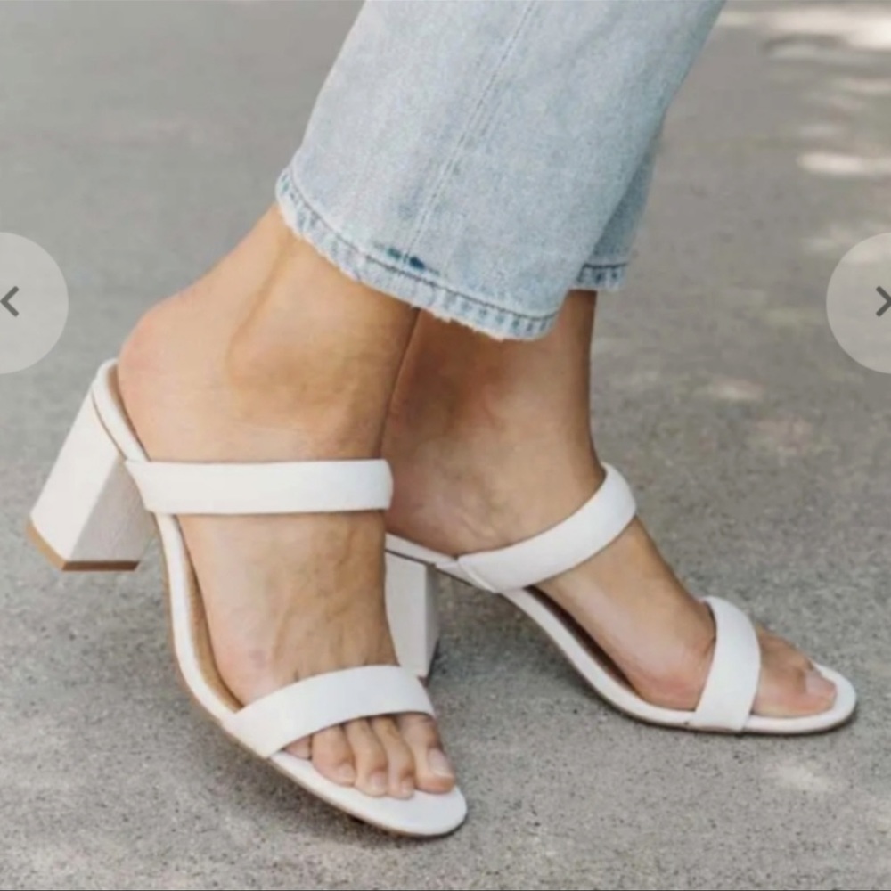 Soludos White Block Heel Sandals